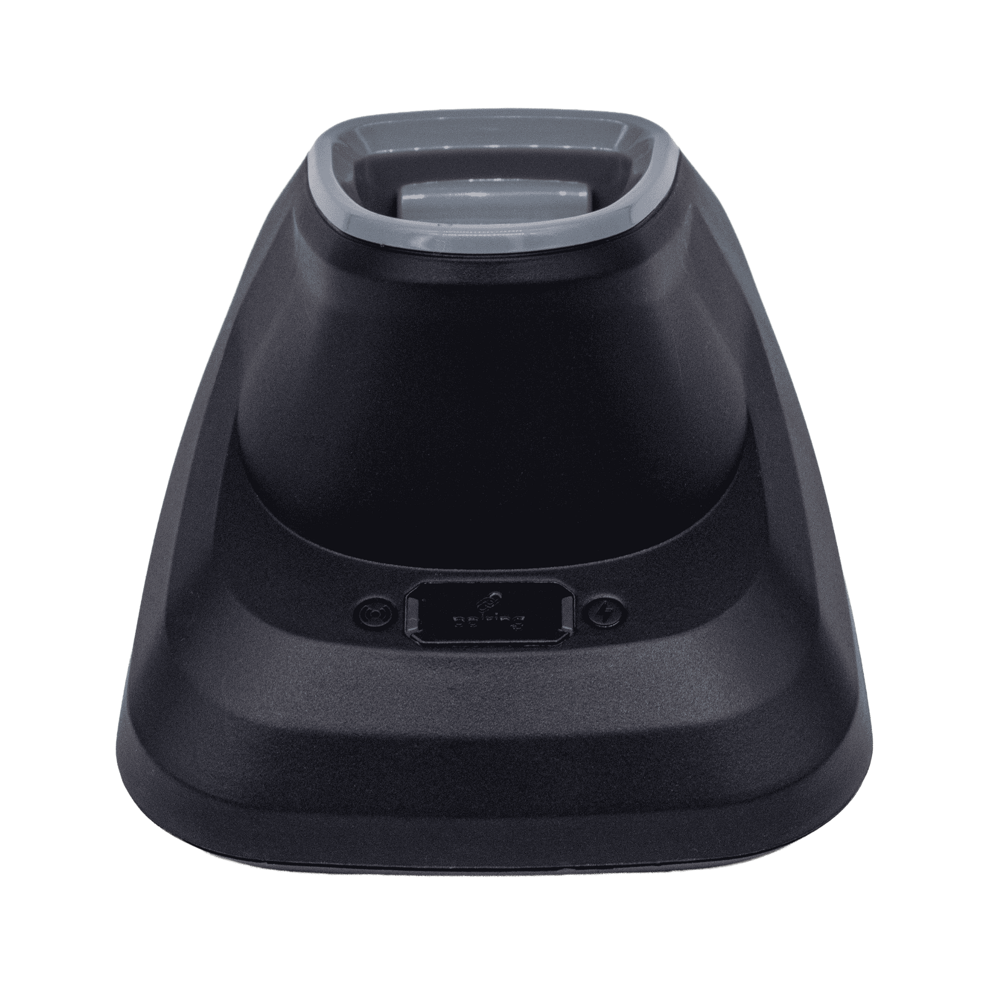 Albasca Ray Ladestation in Frontansicht – robuste Ladeschale für Barcode-Scanner, schwarz.